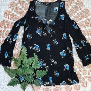 Black floral print tunic